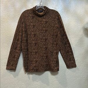 Jones New York Leopard Print Turtleneck Sweater